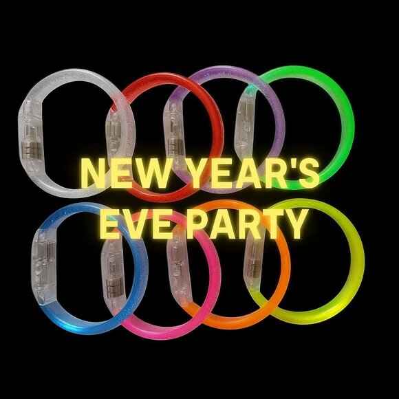 Glow LED Bracelets Set of 10 Neon Light Up New Years Celebration Favors Assorted - Picture 2 of 6